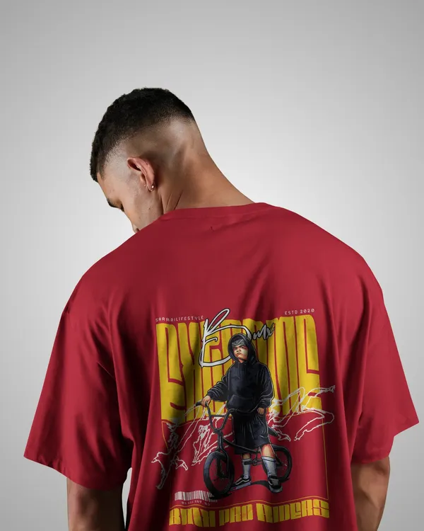 Mens_BMX_Boy_Oversized_Fit_Red_Tshirt_Made_With_Premium_Biowashed_240_GSM_Loopknit_Cotton_Fabric