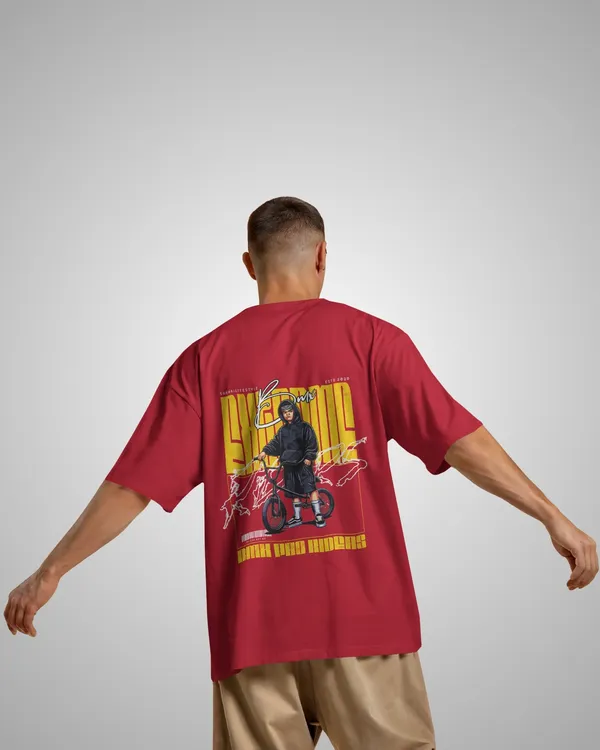 Mens_BMX_Boy_Oversized_Fit_Red_Tshirt_Made_With_Premium_Biowashed_240_GSM_Loopknit_Cotton_Fabric