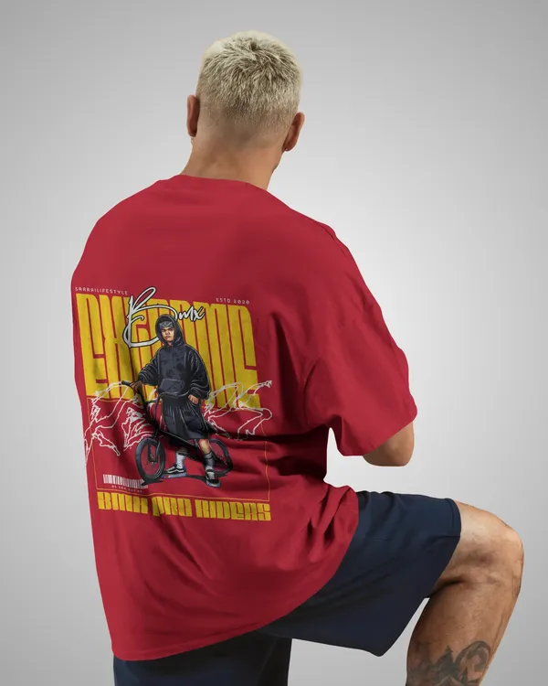 Mens_BMX_Boy_Oversized_Fit_Red_Tshirt_Made_With_Premium_Biowashed_240_GSM_Loopknit_Cotton_Fabric