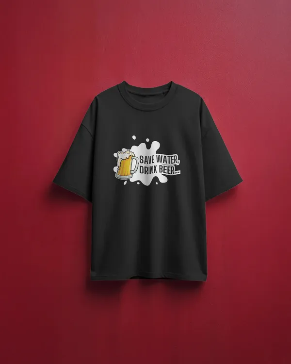 Beer_Oversized_Fit_Black_Tshirt_With_240_GSM_Premium_Biowashed_Cotton_Loopknit_Fabric