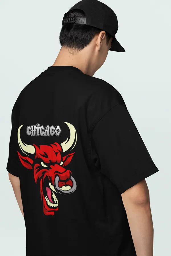Chicago_Oversized_Fit_Black_Tshirt_With_240_GSM_Premium_Biowashed_Cotton_Loopknit_Fabric