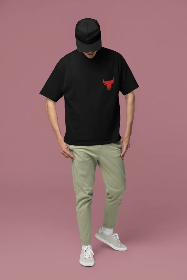 Chicago_Oversized_Fit_Black_Tshirt_With_240_GSM_Premium_Biowashed_Cotton_Loopknit_Fabric