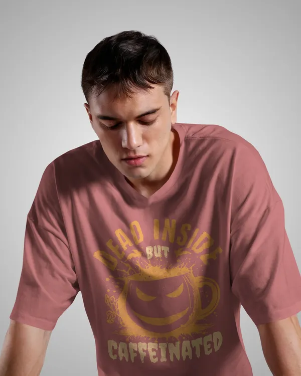 Mens_Caffeinated_Oversized_Fit_Plum_Tshirt_Made_With_Premium_Biowashed_240_GSM_Loopknit_Cotton_Fabric