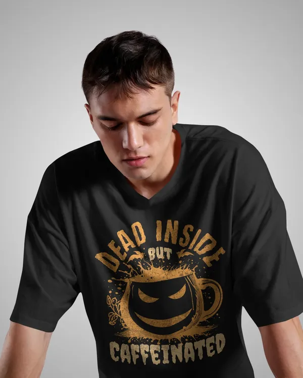 Mens_Caffeinated_Oversized_Fit_Black_Tshirt_Made_With_Premium_Biowashed_240_GSM_Loopknit_Cotton_Fabric