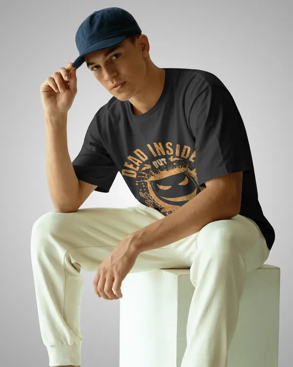 Mens_Caffeinated_Oversized_Fit_Black_Tshirt_Made_With_Premium_Biowashed_240_GSM_Loopknit_Cotton_Fabric