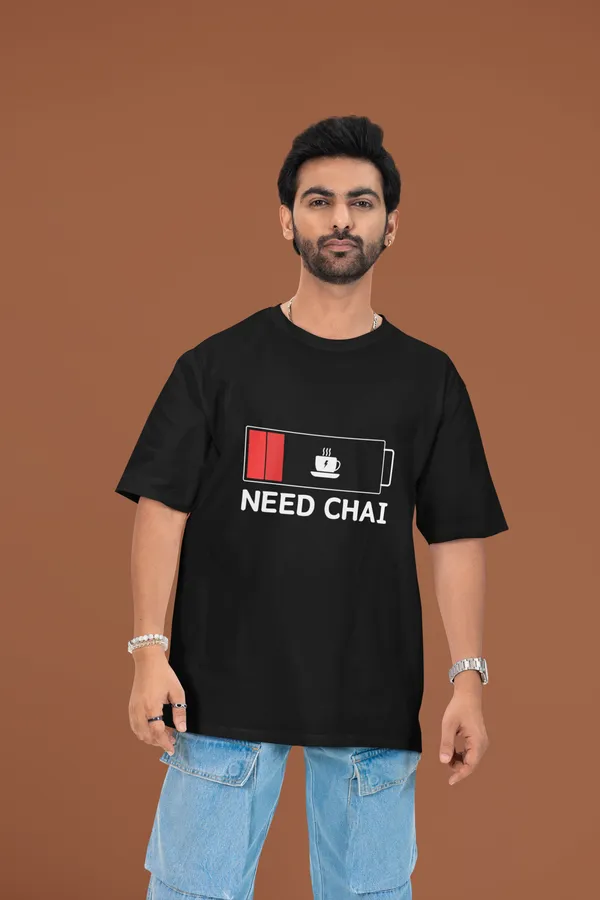 Need_Chai_Oversized_Fit_Black_Tshirt_With_240_GSM_Premium_Biowashed_Loopknit_Heavy_Gauge_Cotton_Fabric