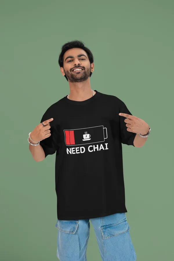 Need_Chai_Oversized_Fit_Black_Tshirt_With_240_GSM_Premium_Biowashed_Loopknit_Heavy_Gauge_Cotton_Fabric