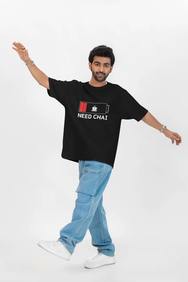 Need_Chai_Oversized_Fit_Black_Tshirt_With_240_GSM_Premium_Biowashed_Loopknit_Heavy_Gauge_Cotton_Fabric