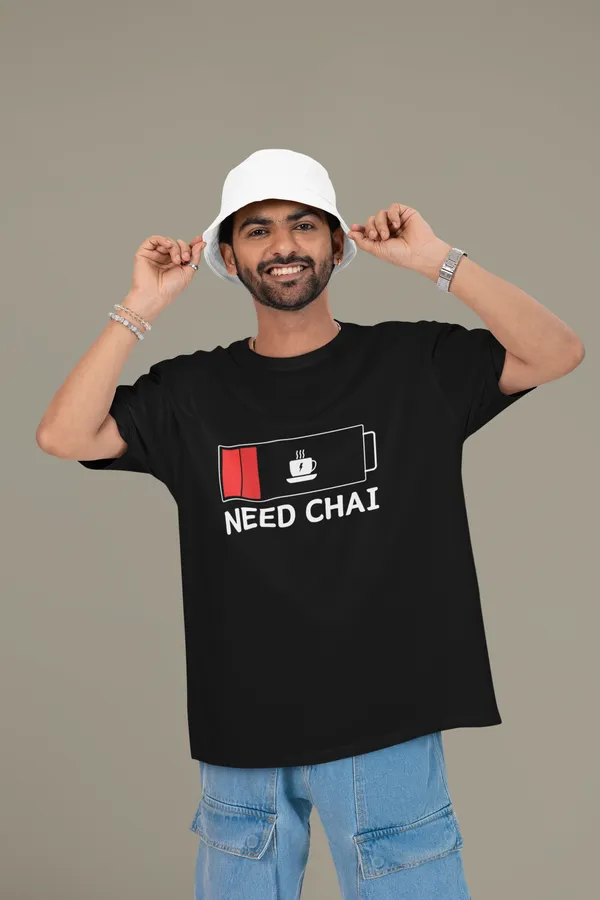 Need_Chai_Oversized_Fit_Black_Tshirt_With_240_GSM_Premium_Biowashed_Loopknit_Heavy_Gauge_Cotton_Fabric