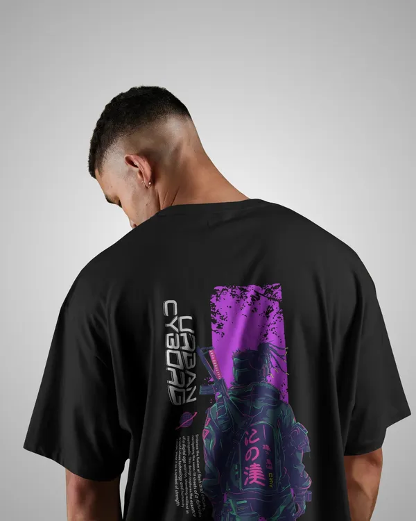 Mens_Cyborg_Oversized_Fit_Black_Tshirt_Made_With_Premium_Biowashed_240_GSM_Loopknit_Cotton_Fabric