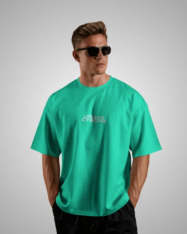 Mens_Cyborg_Oversized_Fit_Mint_Green_Tshirt_Made_With_Premium_Biowashed_240_GSM_Loopknit_Cotton_Fabric
