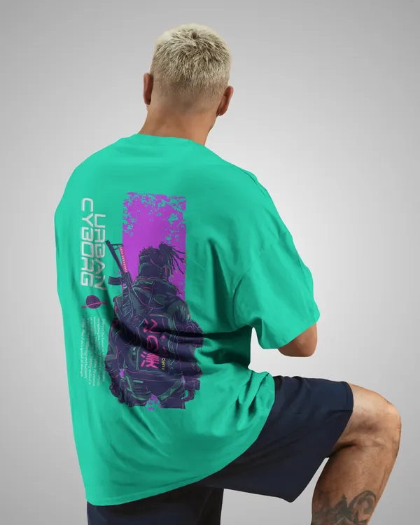 Mens_Cyborg_Oversized_Fit_Mint_Green_Tshirt_Made_With_Premium_Biowashed_240_GSM_Loopknit_Cotton_Fabric