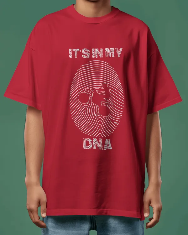 DNA_Red_Oversized_Fit_Tshirt_With_240_GSM_Premium_Biowashed_Cotton_Loopknit_Fabric