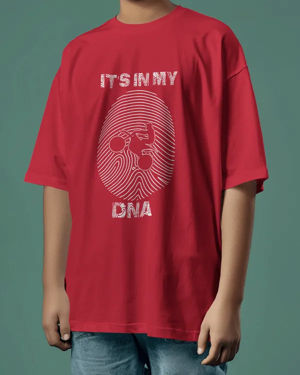 DNA_Red_Oversized_Fit_Tshirt_With_240_GSM_Premium_Biowashed_Cotton_Loopknit_Fabric