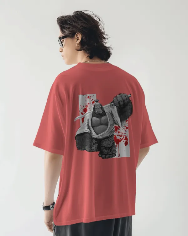 Gorilla_Oversized_Fit_Peach_Tshirt_With_240_GSM_Premium_Biowashed_Cotton_Loopknit_Fabric