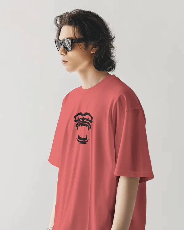 Gorilla_Oversized_Fit_Peach_Tshirt_With_240_GSM_Premium_Biowashed_Cotton_Loopknit_Fabric