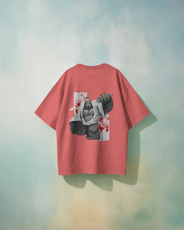 Gorilla_Oversized_Fit_Peach_Tshirt_With_240_GSM_Premium_Biowashed_Cotton_Loopknit_Fabric