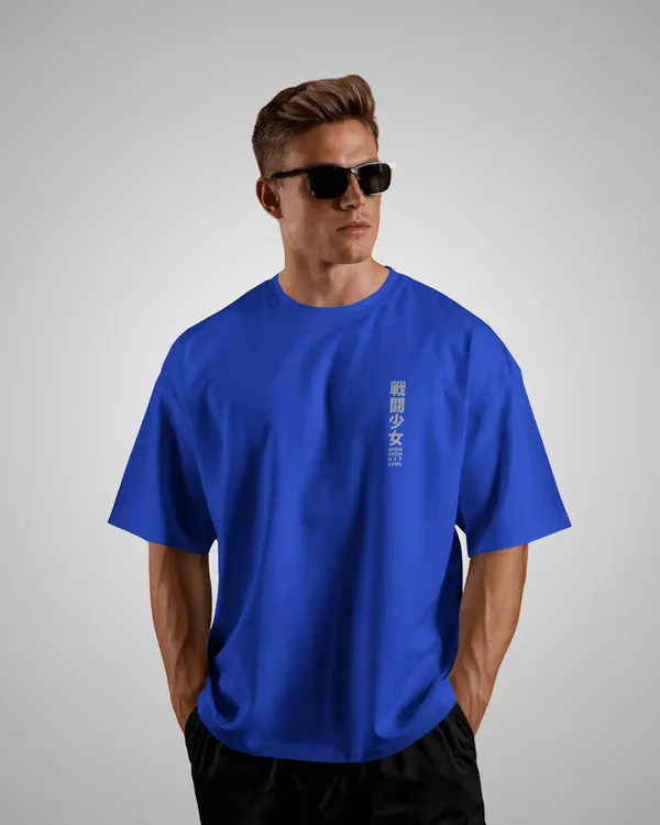 Mens_Hit_Girl_Oversized_Fit_Royal_Blue_Tshirt_Made_With_Premium_Biowashed_240_GSM_Loopknit_Cotton_Fabric