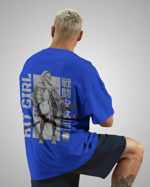 Mens_Hit_Girl_Oversized_Fit_Royal_Blue_Tshirt_Made_With_Premium_Biowashed_240_GSM_Loopknit_Cotton_Fabric
