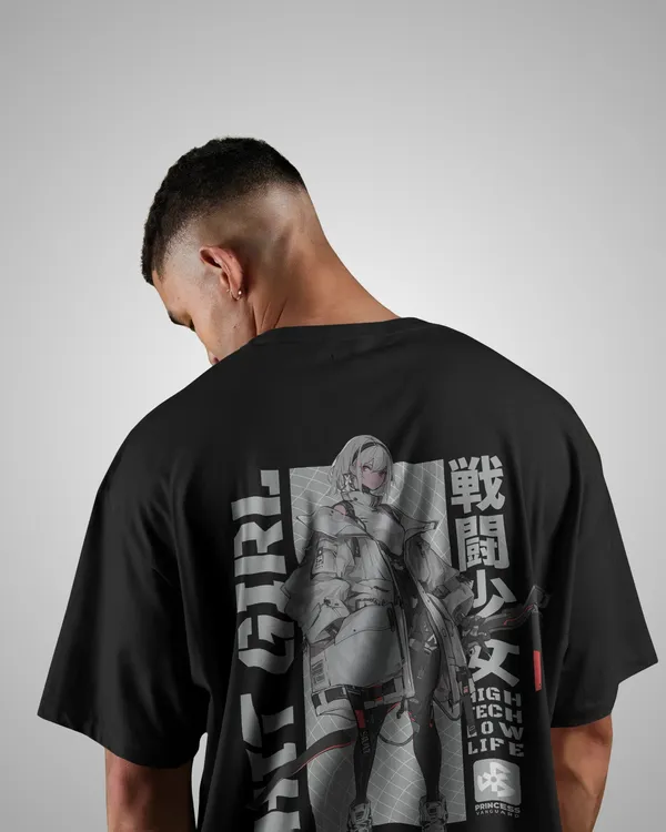Mens_Hit_Girl_Oversized_Fit_Black_Tshirt_Made_With_Premium_Biowashed_240_GSM_Loopknit_Cotton_Fabric