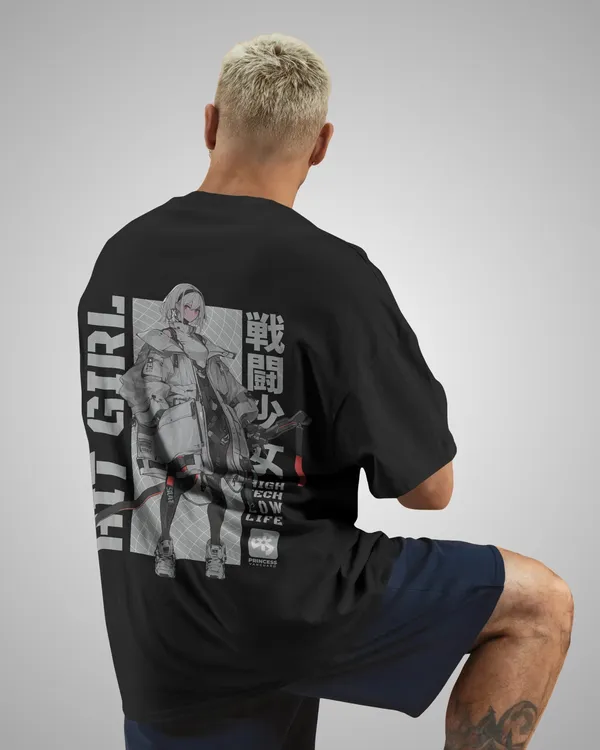 Mens_Hit_Girl_Oversized_Fit_Black_Tshirt_Made_With_Premium_Biowashed_240_GSM_Loopknit_Cotton_Fabric