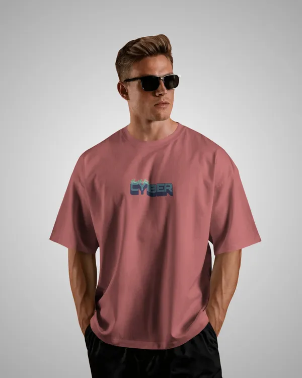 Mens_Neon_Gamer_Oversized_Fit_Plum_Tshirt_Made_With_Premium_Biowashed_240_GSM_Loopknit_Cotton_Fabric