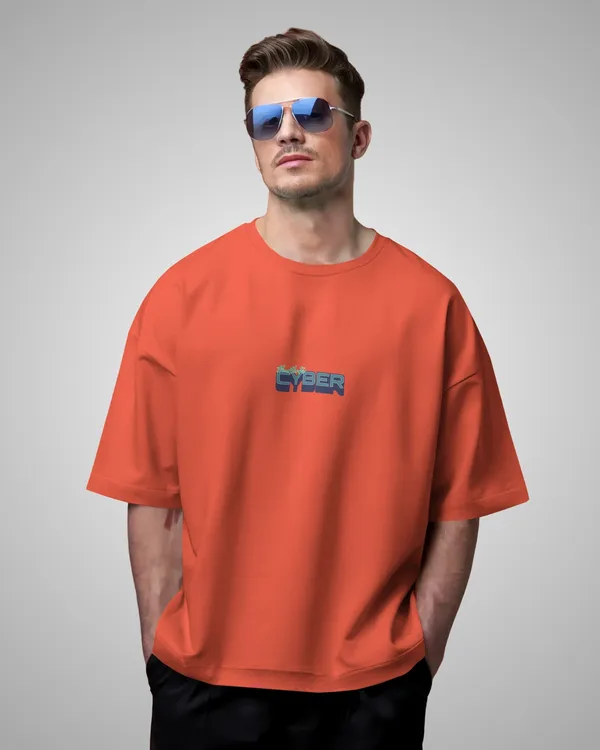 Mens_Neon_Gamer_Oversized_Fit_Orange_Tshirt_Made_With_Premium_Biowashed_240_GSM_Loopknit_Cotton_Fabric