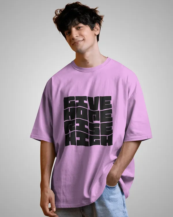 Mens_Give_Hope_Oversized_Fit_Lilac_Tshirt_Made_With_Premium_Biowashed_240_GSM_Loopknit_Cotton_Fabric