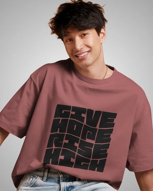 Mens_Give_Hope_Oversized_Fit_Plum_Tshirt_Made_With_Premium_Biowashed_240_GSM_Loopknit_Cotton_Fabric