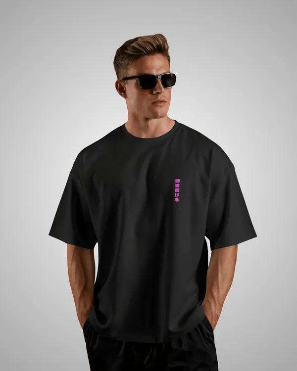 Mens_Keep_Moving_Oversized_Fit_Black_Tshirt_Made_With_Premium_Biowashed_240_GSM_Loopknit_Cotton_Fabric