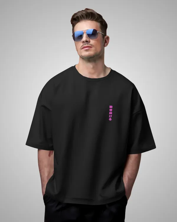 Mens_Keep_Moving_Oversized_Fit_Black_Tshirt_Made_With_Premium_Biowashed_240_GSM_Loopknit_Cotton_Fabric