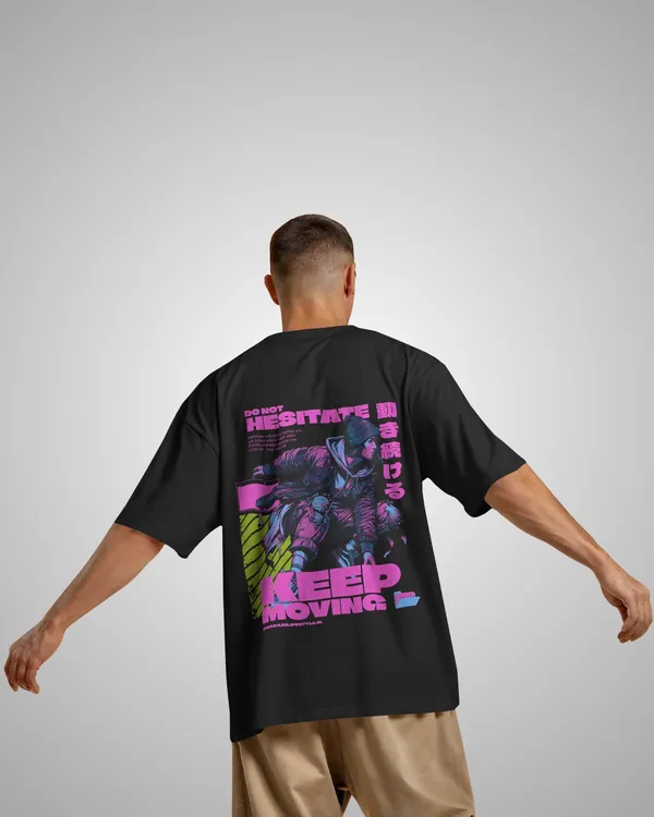 Mens_Keep_Moving_Oversized_Fit_Black_Tshirt_Made_With_Premium_Biowashed_240_GSM_Loopknit_Cotton_Fabric