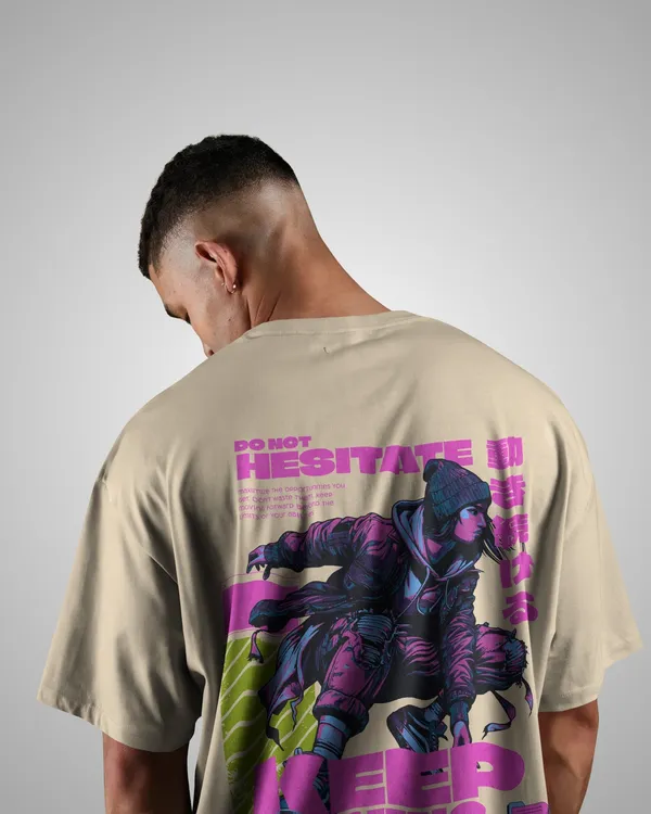 Mens_Keep_Moving_Oversized_Fit_Cream_Tshirt_Made_With_Premium_Biowashed_240_GSM_Loopknit_Cotton_Fabric