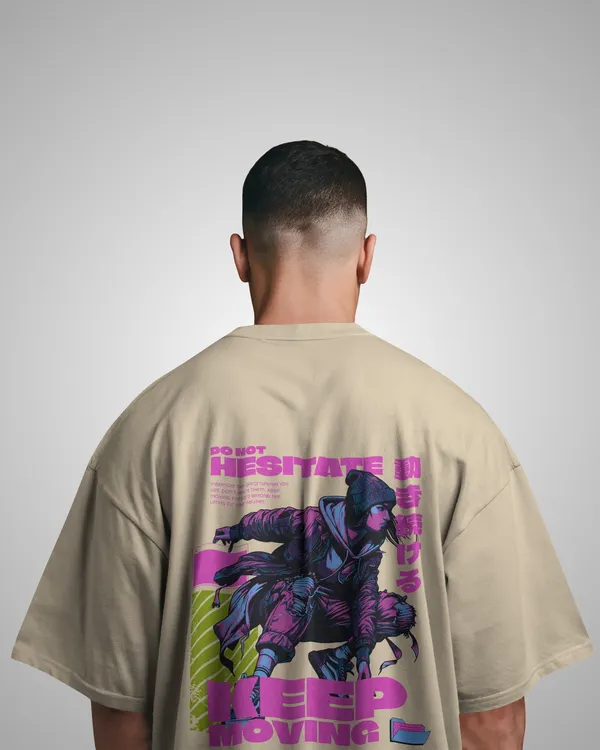 Mens_Keep_Moving_Oversized_Fit_Cream_Tshirt_Made_With_Premium_Biowashed_240_GSM_Loopknit_Cotton_Fabric