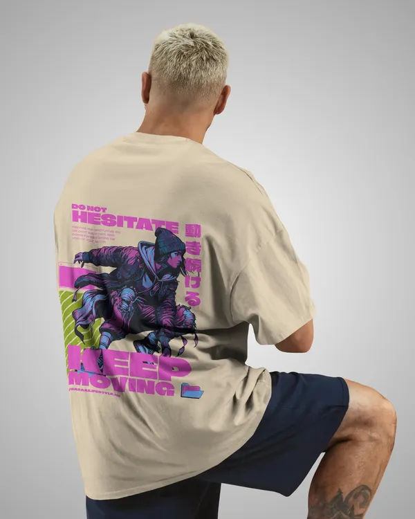 Mens_Keep_Moving_Oversized_Fit_Cream_Tshirt_Made_With_Premium_Biowashed_240_GSM_Loopknit_Cotton_Fabric
