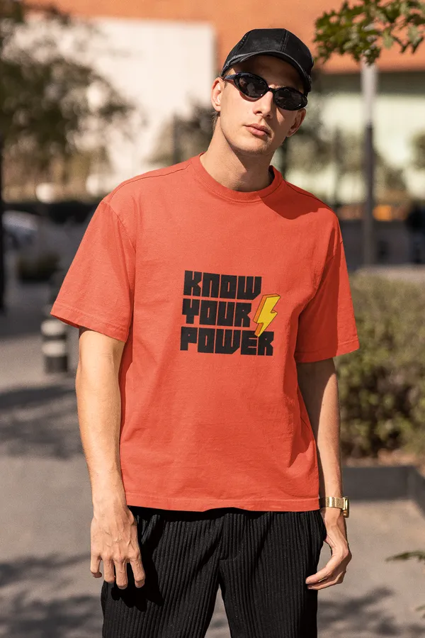 Know_Oversized_Fit_Orange_Tshirt_With_240_GSM_Premium_Biowashed_Cotton_Loopknit_Fabric