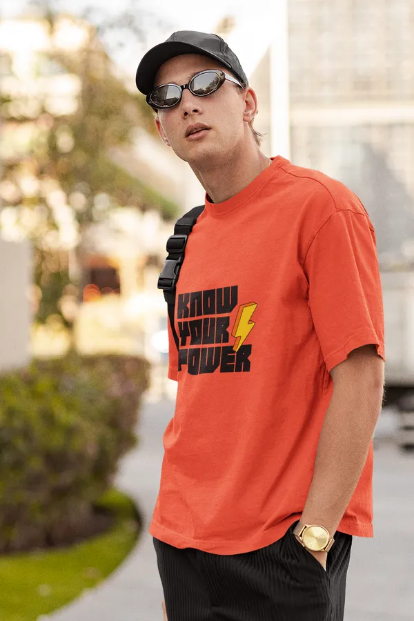 Know_Oversized_Fit_Orange_Tshirt_With_240_GSM_Premium_Biowashed_Cotton_Loopknit_Fabric