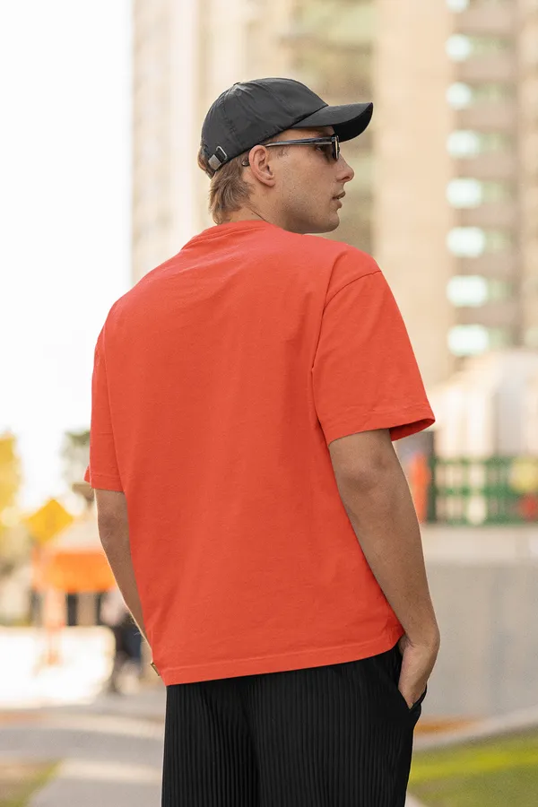 Know_Oversized_Fit_Orange_Tshirt_With_240_GSM_Premium_Biowashed_Cotton_Loopknit_Fabric