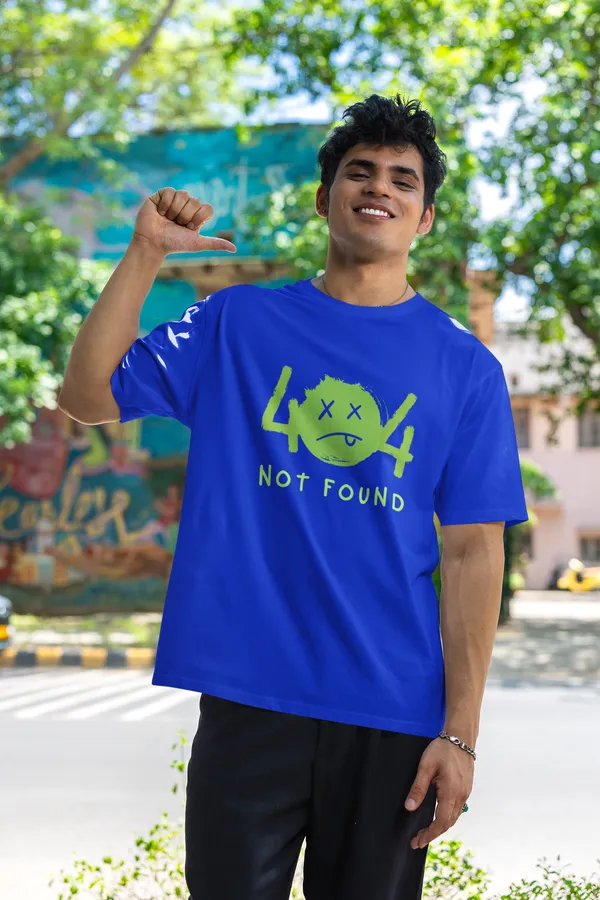 404_Not_found_Oversized_Fit_Blue_Tshirt_With_240_GSM_Premium_Biowashed_Loopknit_Heavy_Gauge_Cotton_Fabric