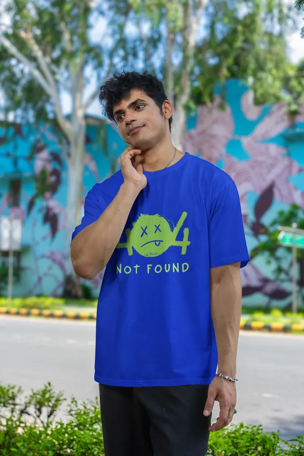 404_Not_found_Oversized_Fit_Blue_Tshirt_With_240_GSM_Premium_Biowashed_Loopknit_Heavy_Gauge_Cotton_Fabric