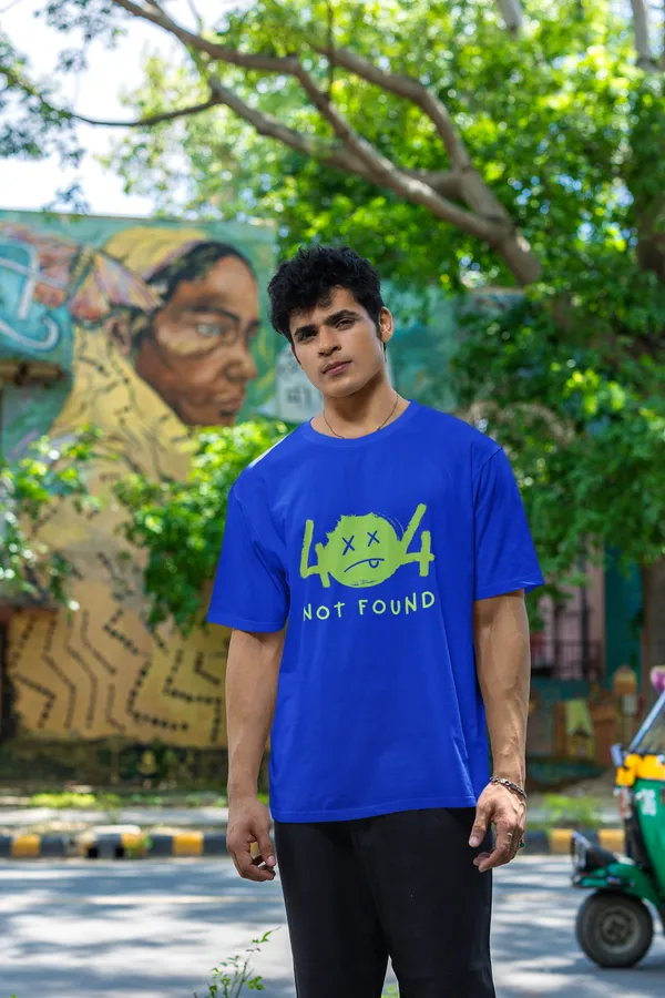 404_Not_found_Oversized_Fit_Blue_Tshirt_With_240_GSM_Premium_Biowashed_Loopknit_Heavy_Gauge_Cotton_Fabric