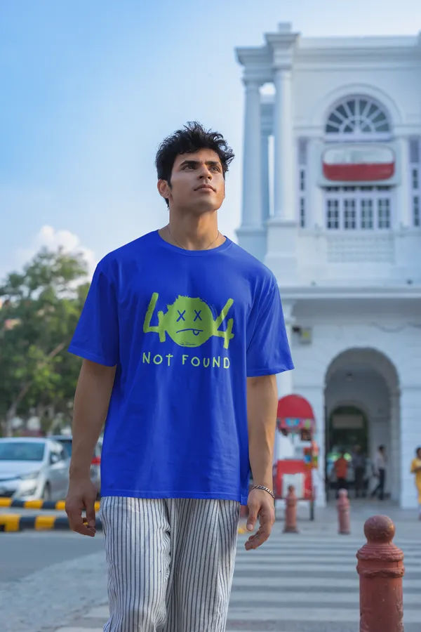 404_Not_found_Oversized_Fit_Blue_Tshirt_With_240_GSM_Premium_Biowashed_Loopknit_Heavy_Gauge_Cotton_Fabric