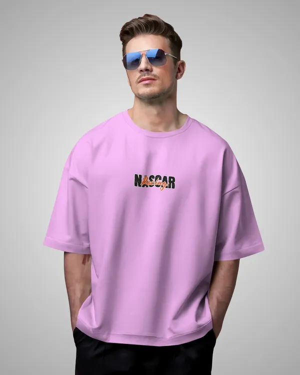 Mens_Nascar_Oversized_Fit_Lilac_Tshirt_Made_With_Premium_Biowashed_240_GSM_Loopknit_Cotton_Fabric