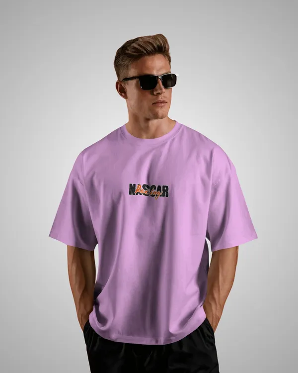 Mens_Nascar_Oversized_Fit_Lilac_Tshirt_Made_With_Premium_Biowashed_240_GSM_Loopknit_Cotton_Fabric
