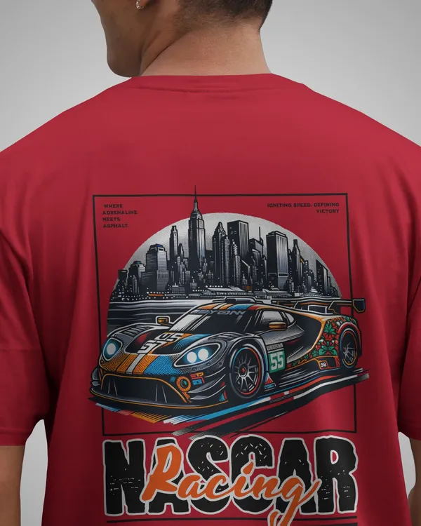 Mens_Nascar_Oversized_Fit_Red_Tshirt_Made_With_Premium_Biowashed_240_GSM_Loopknit_Cotton_Fabric