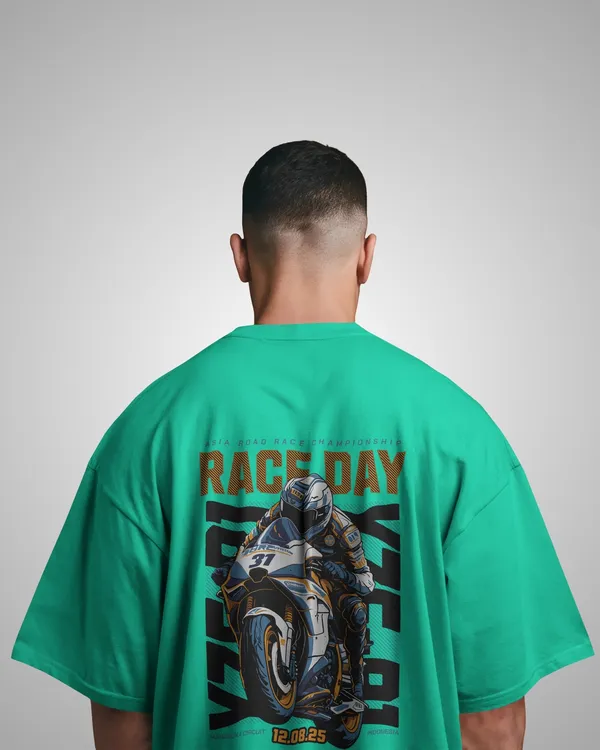 Mens_Biker_Oversized_Fit_Mint_Green_Tshirt_Made_With_Premium_Biowashed_240_GSM_Loopknit_Cotton_Fabric
