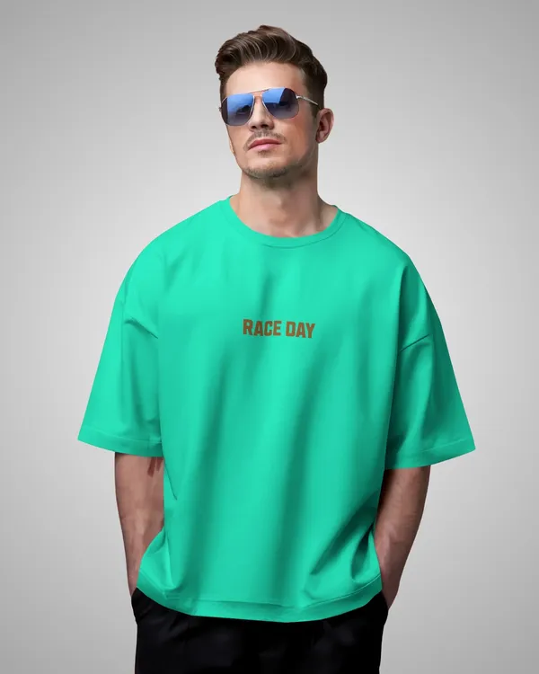 Mens_Biker_Oversized_Fit_Mint_Green_Tshirt_Made_With_Premium_Biowashed_240_GSM_Loopknit_Cotton_Fabric