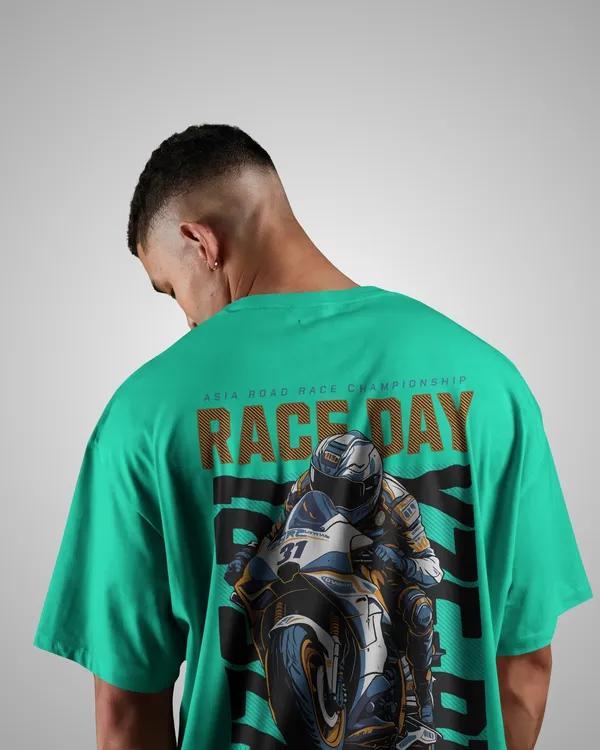 Mens_Biker_Oversized_Fit_Mint_Green_Tshirt_Made_With_Premium_Biowashed_240_GSM_Loopknit_Cotton_Fabric