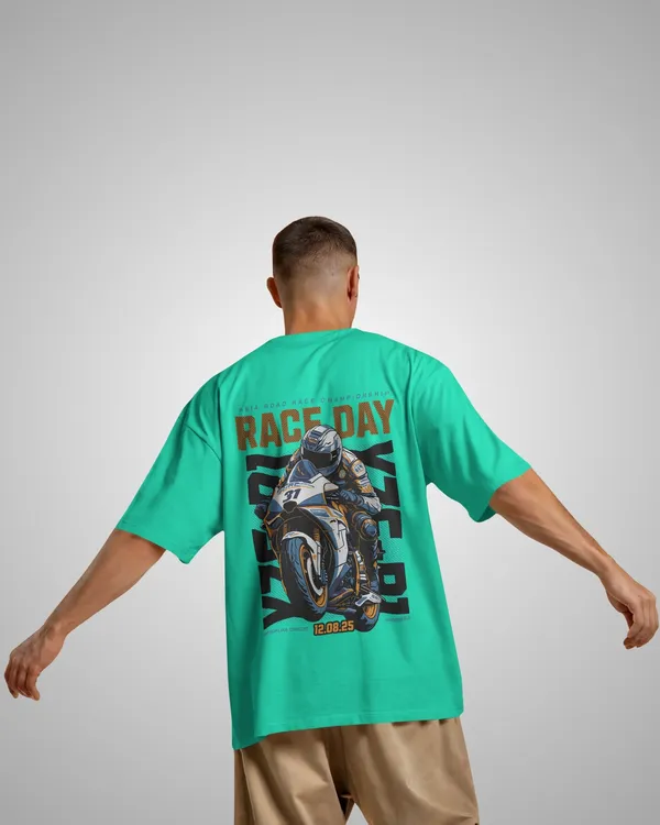 Mens_Biker_Oversized_Fit_Mint_Green_Tshirt_Made_With_Premium_Biowashed_240_GSM_Loopknit_Cotton_Fabric