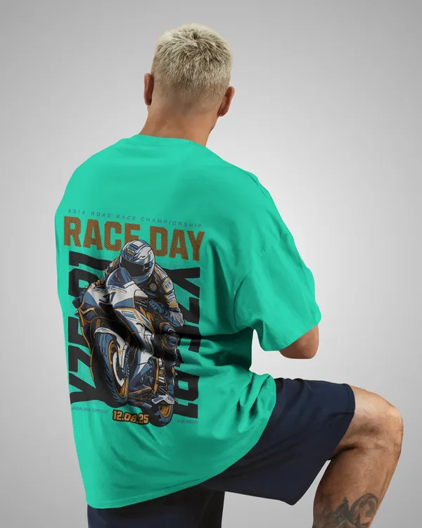 Mens_Biker_Oversized_Fit_Mint_Green_Tshirt_Made_With_Premium_Biowashed_240_GSM_Loopknit_Cotton_Fabric